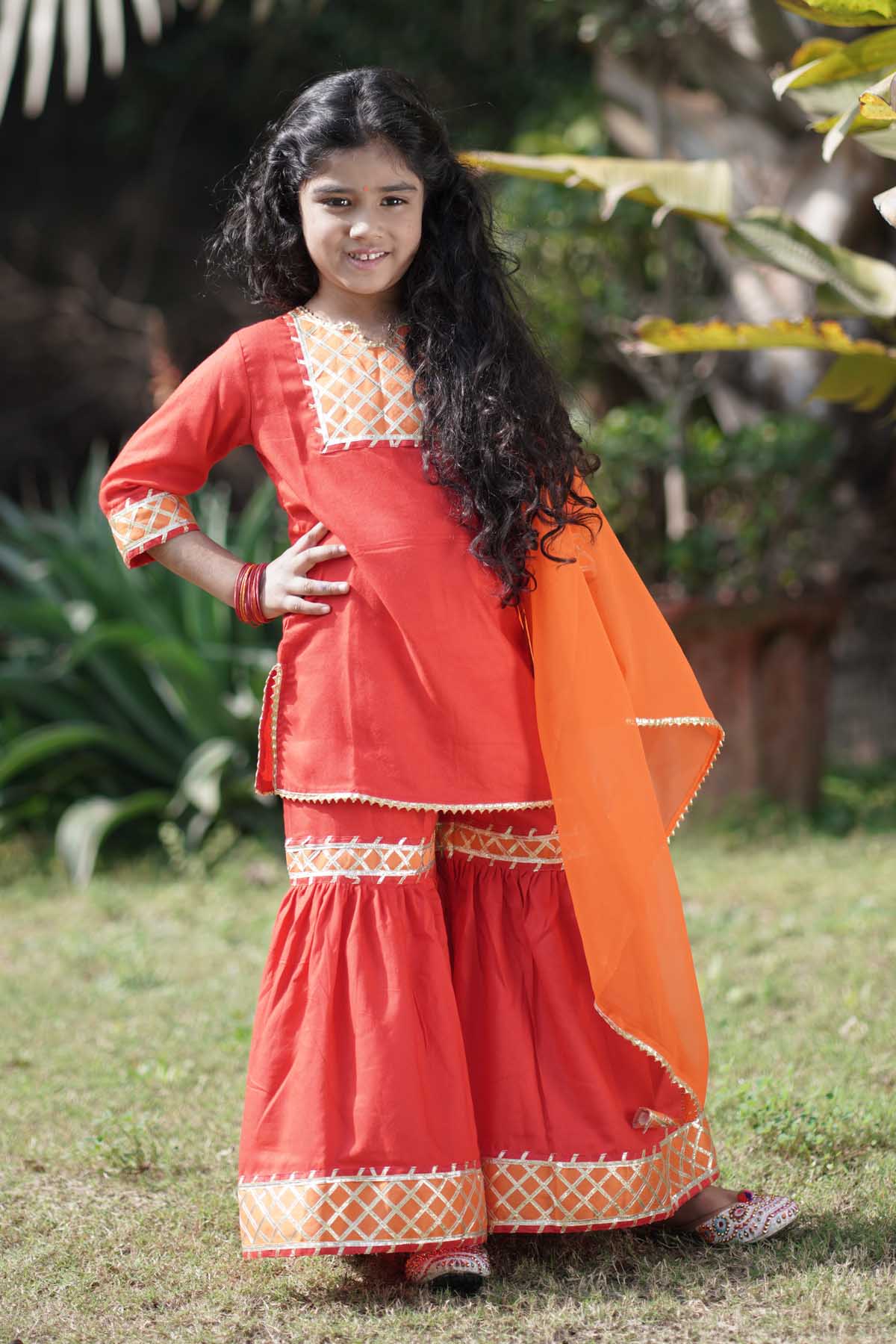 Designer ViYa Criss Cross Yoke Embellished Kurta Set For Kids Available online at ScrollnShops